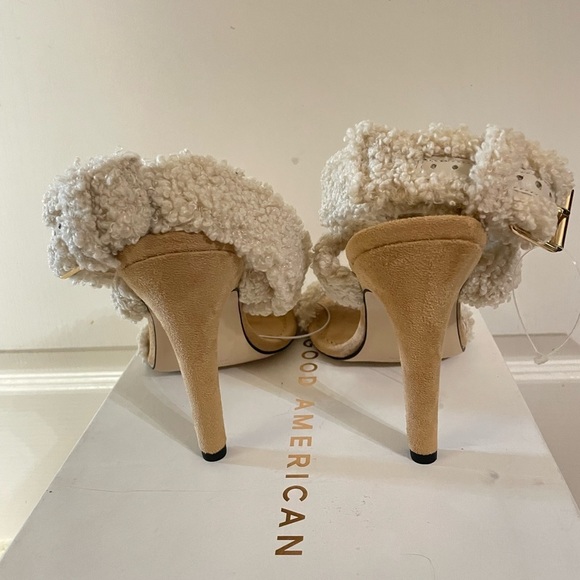 GOOD AMERICAN Faux Shearling Ankle Strap Sandals - Picture 9 of 15